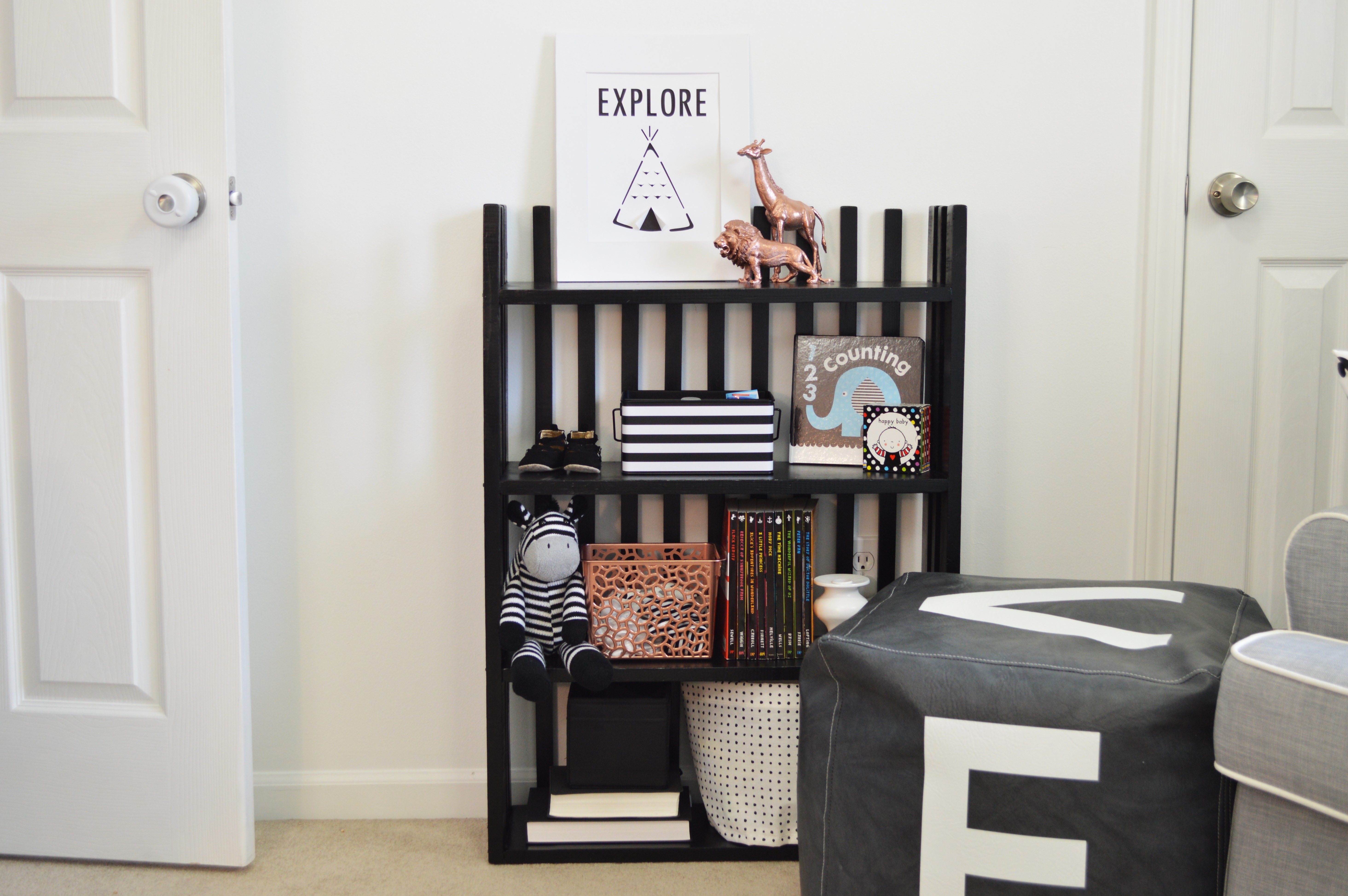 Emma S Black And White Nursery Loving, White Bookcase For Baby Room