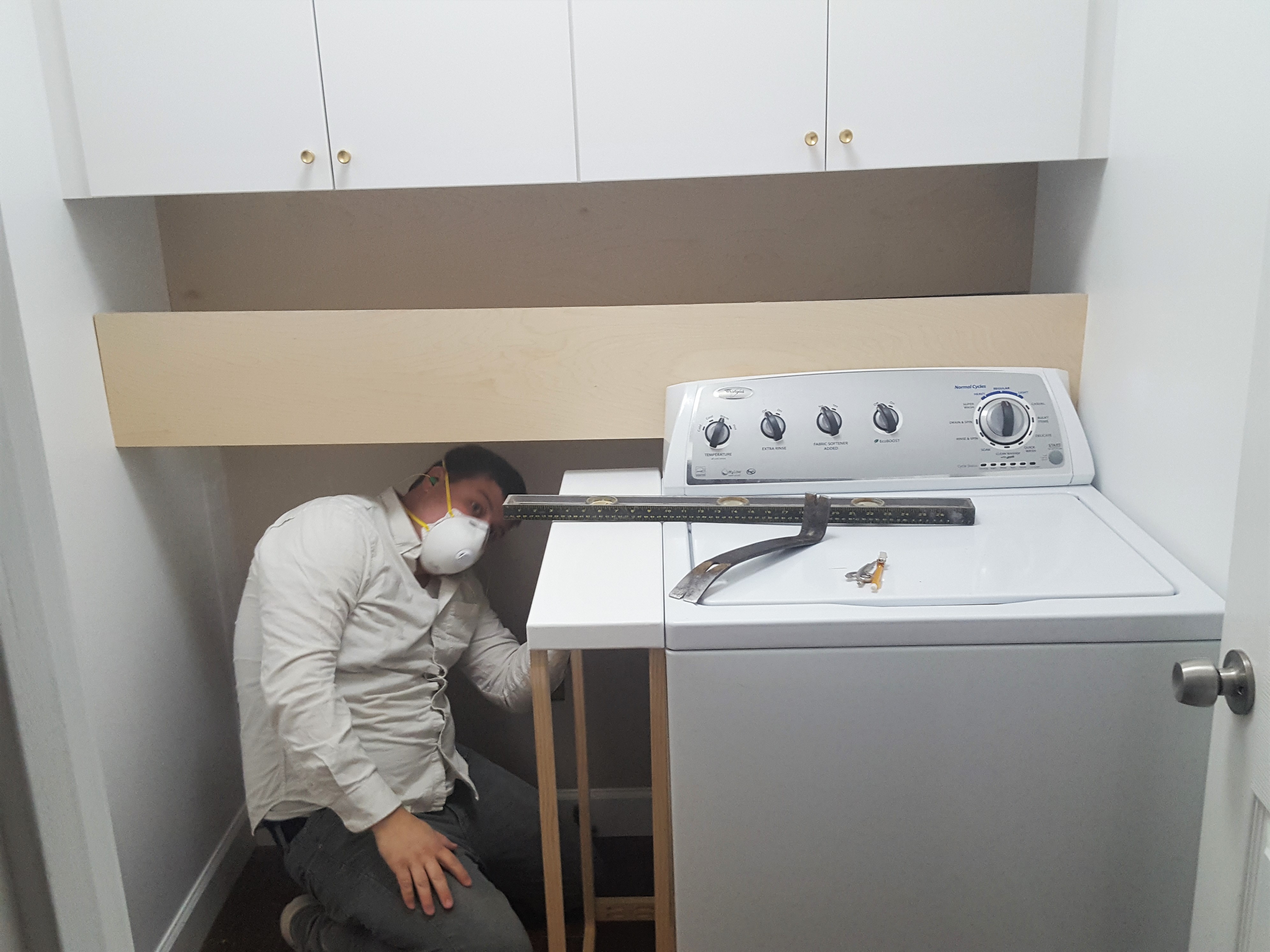 A Walnut Counter And Backsplash in the Laundry Room - Chris Loves