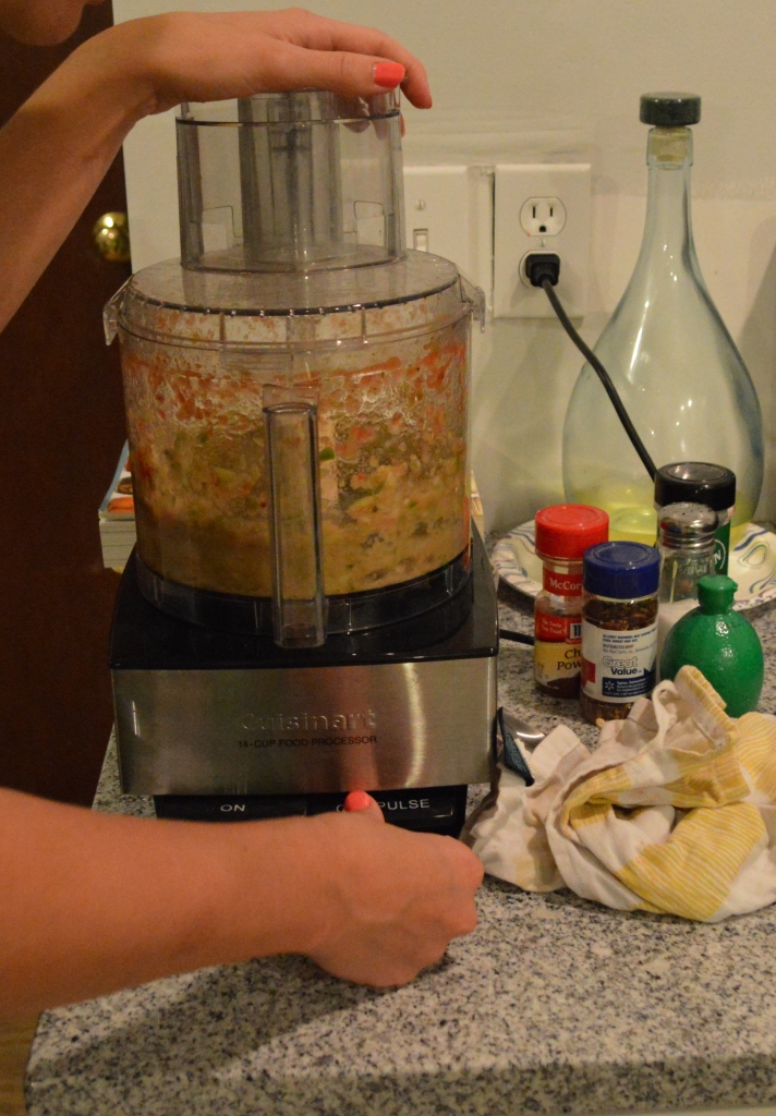 Blending Peppers for Homemade Canned Salsa
