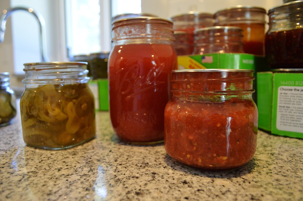 Home Canned Peppers, Salsa, Tomato Juice