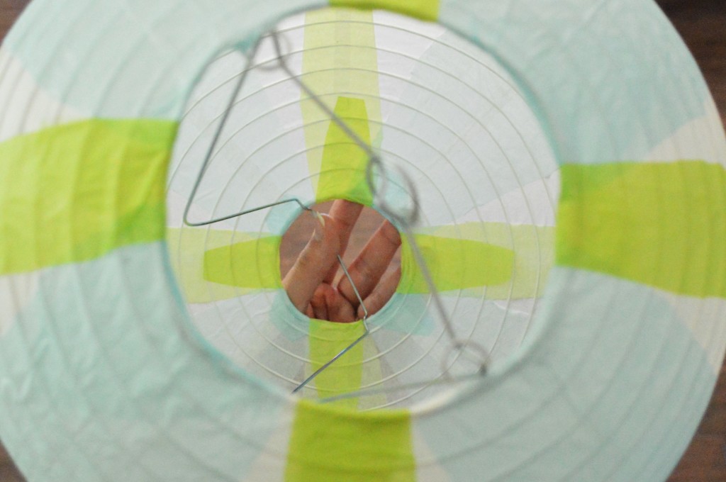 DIY Mini Hot Air Balloon Attaching Tissue Paper Stripes 4