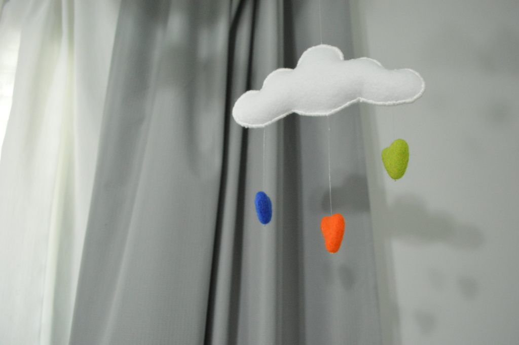 DIY felted cloud mobile nursery