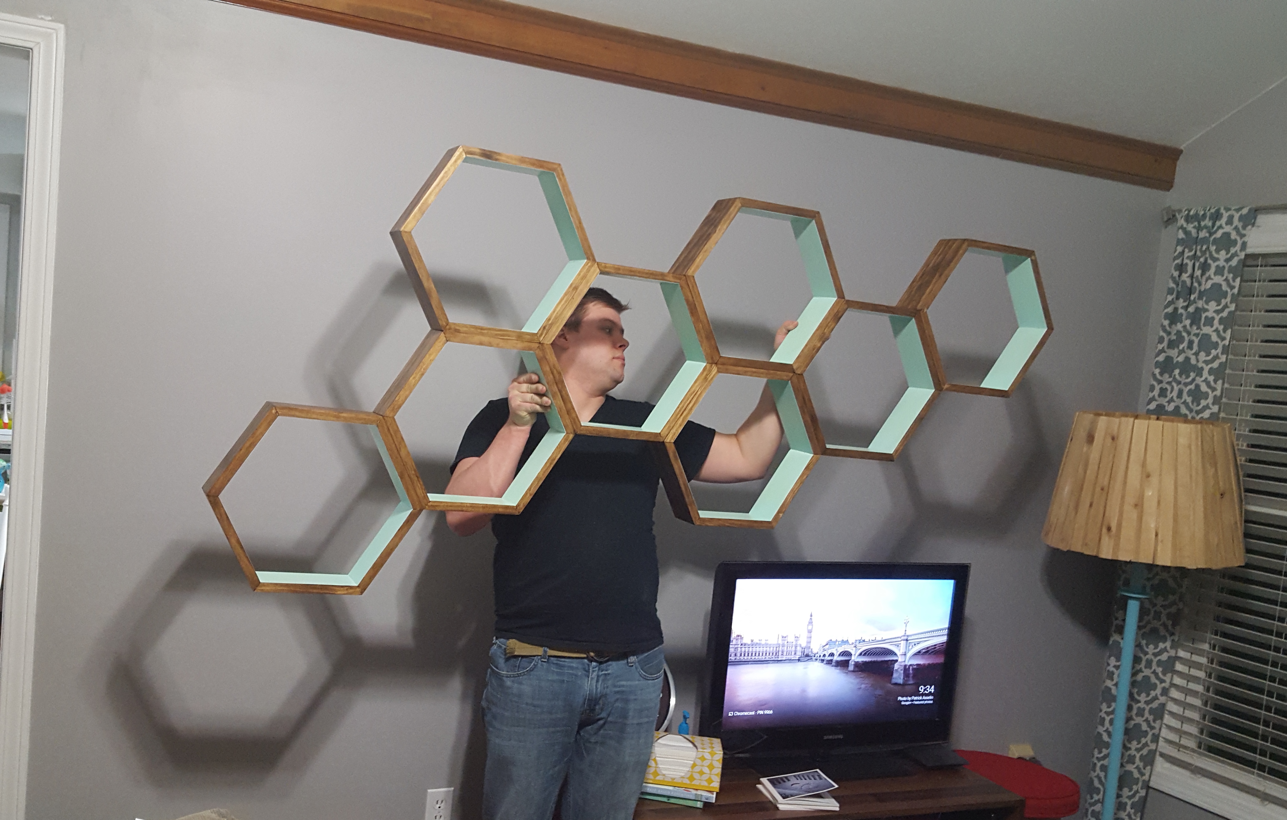Diy Honeycomb Shelves Loving Here, How To Mount Honeycomb Shelves