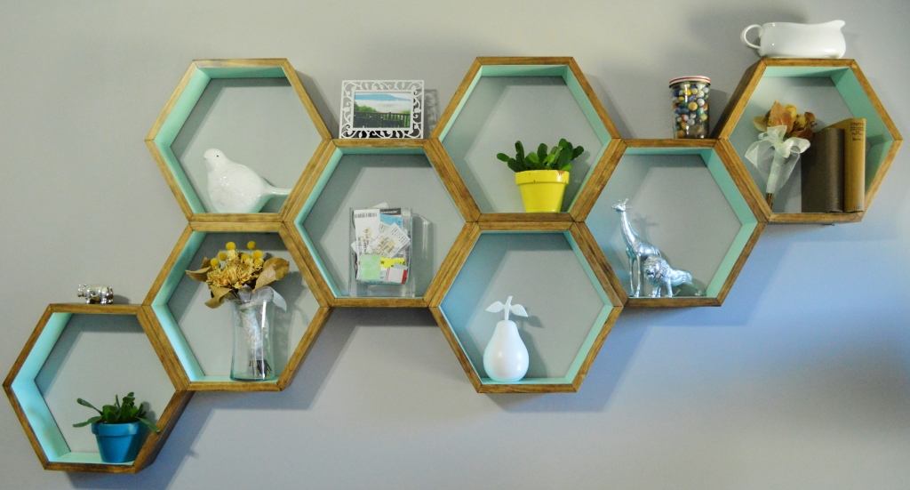 DIY Honeycomb Shelves Living Room Decor 2
