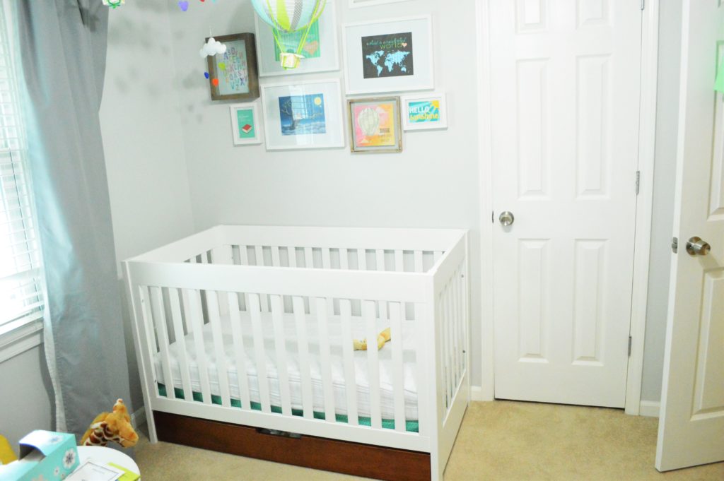 BabyMod Modern White Crib with Bottom Drawer Gender Neutral Nursery Decor
