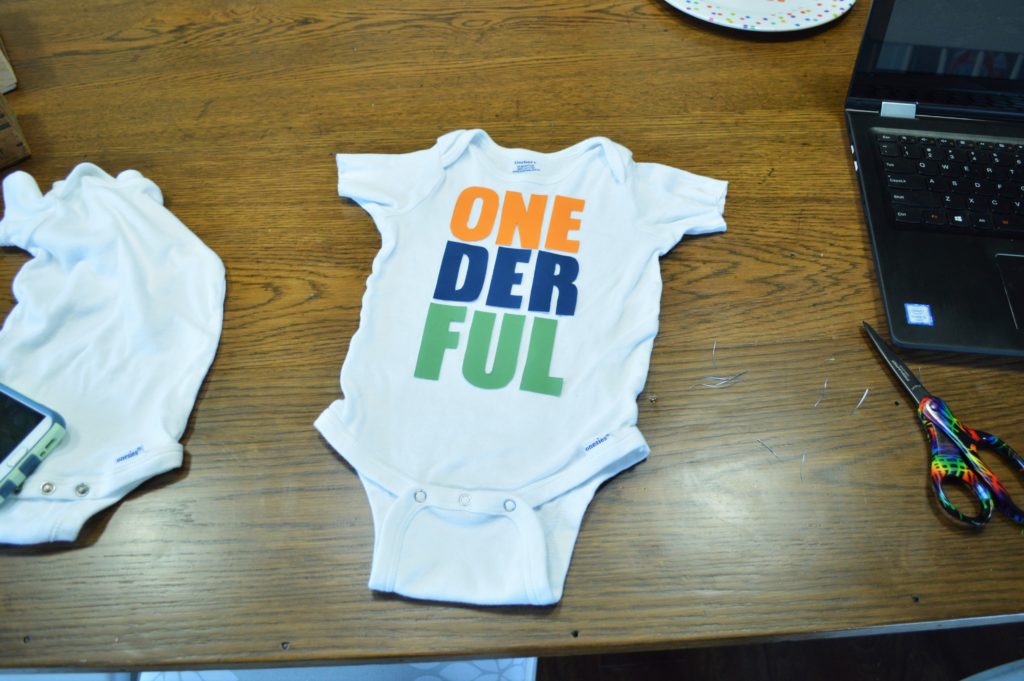 ONEderful DIY custom first birthday onesie with iron on patches