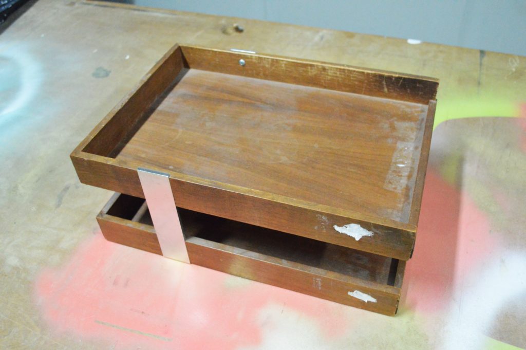 Thrifted Wooden Stacked DIY Desk Organizer ReMake Before