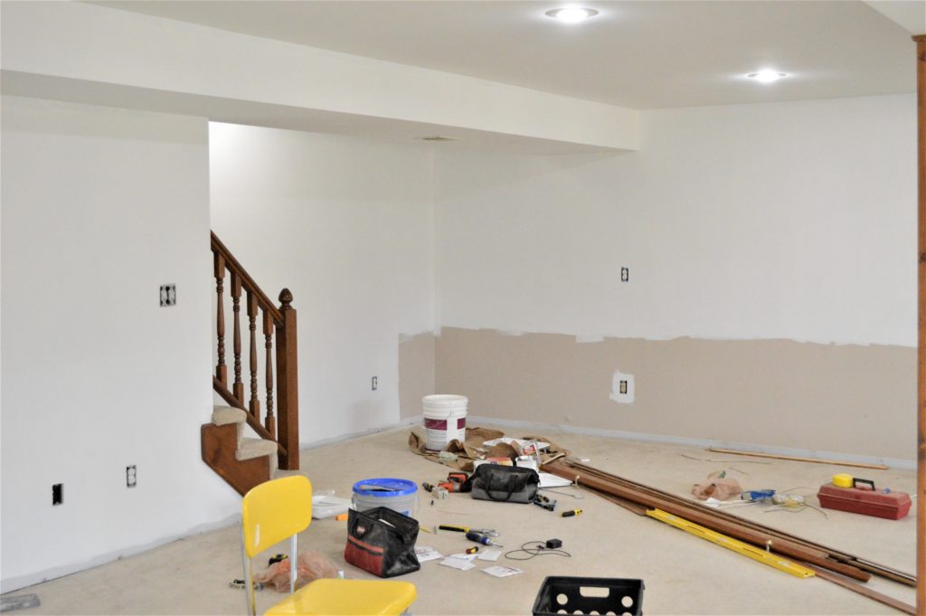 Basement Paint Progress Compared to Old Paint